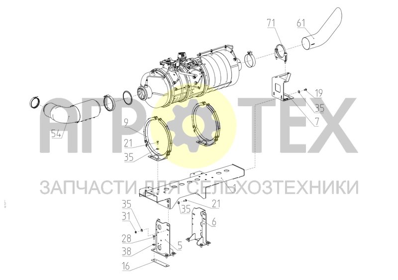 Чертеж Установка системы нейтрализации выхлопных газов (161.05.57.800)